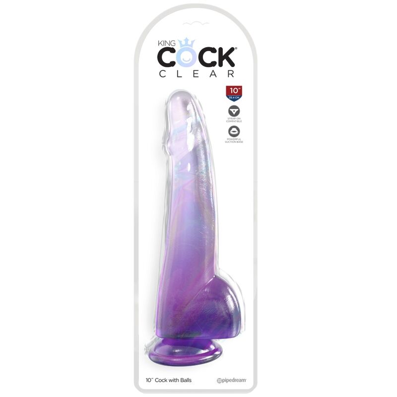 KING COCK - CLEAR Wellness Device WITH TESTICLES 19 CM PURPLE