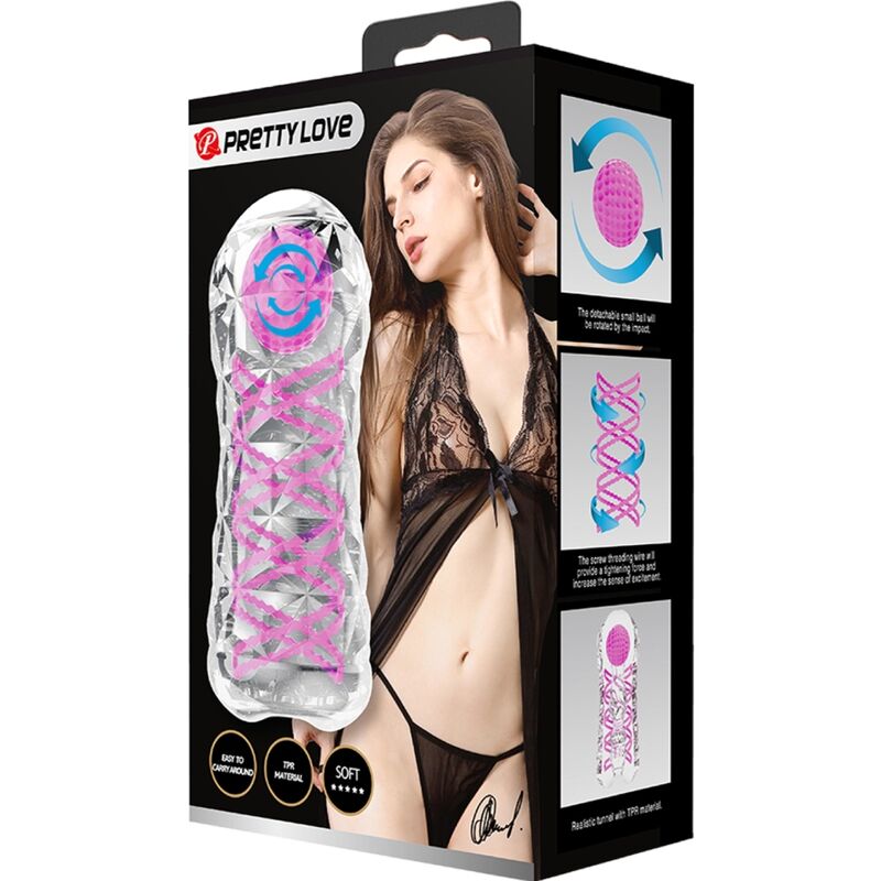 PRETTY LOVE - FANTASY MÄNNLICHER MASTURBATOR MIT INNERER SPIRALE UND TRANSPARENTEN KUGELN
