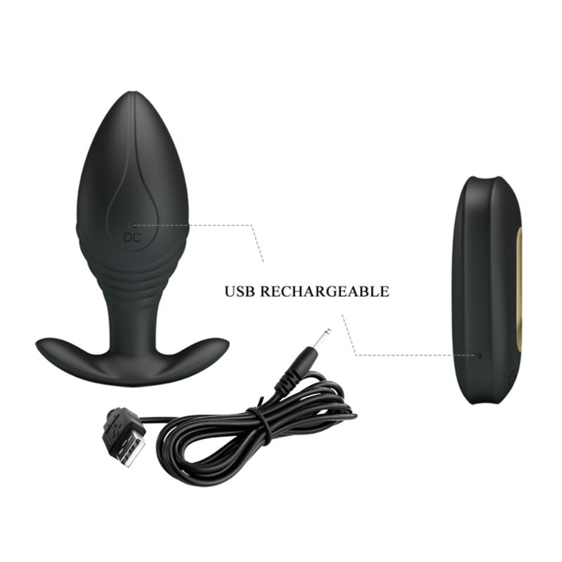 PRETTY LOVE - REGINA ANAL PLUG RECHARGEABLE Sensory Device BLACK