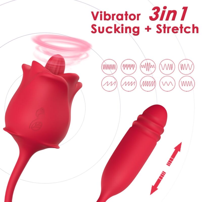 ARMONY - 3-IN-1 PINK, STIMULATOR, SAUGFUNKTION UND AUF- UND ABWÄRTSBEWEGUNG MIT ROTEM SCHWANZ