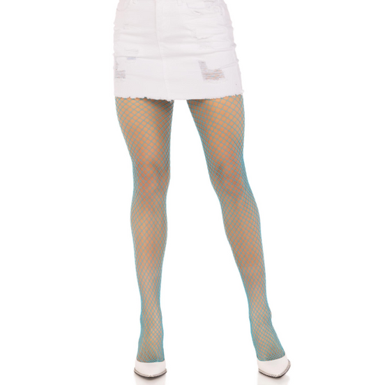 LEG AVENUE - LYCRA FISCHNETZ STRUMPFHOSE BLAU