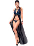 CHILIROSE - CR 3856 BABYDOLL LANG BLAU & SCHWARZ S/M