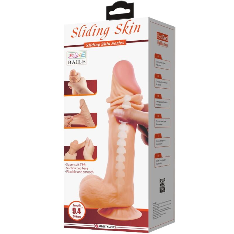 PRETTY LOVE - SLIDING SKIN SERIES REALISTISCHES Wellness-Gerät MIT SCHIEBENDER HAUT SAUGNAPF 24 CM