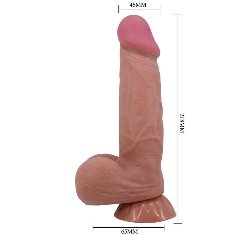 PRETTY LOVE - SLIDING SKIN SERIES REALISTIC Wellness Device WITH SLIDING BROWN SKIN SUCTION CUP 21.8 CM