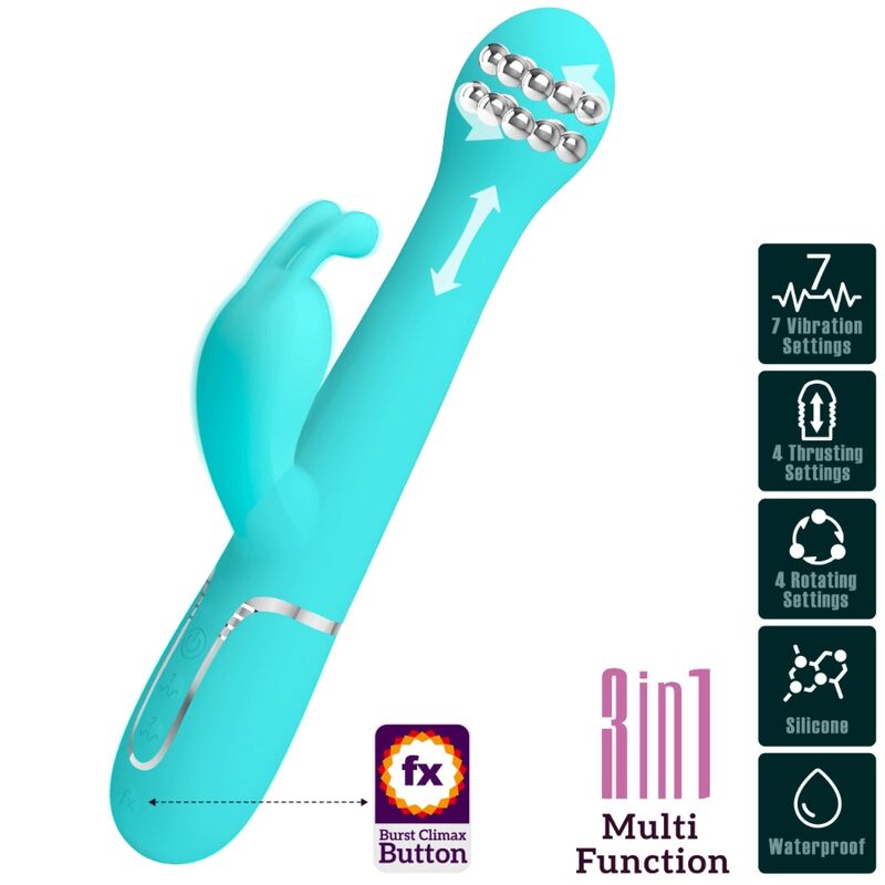 PRETTY LOVE - DEJON RABBIT Sensory Device 3 IN 1 MULTIFUNCTION AQUA GREEN