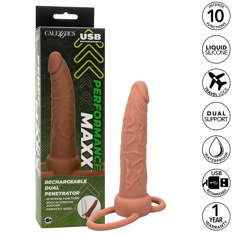 CALEXOTICS - PERFORMANCE MAXX WIEDERAUFLADBARER DUAL-PENETRATOR BRAUNE HAUT