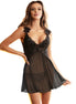 SUBBLIME - BABYDOLL TULLE FABRIC WITH LACE AND FLOWER DETAIL BLACK S/M