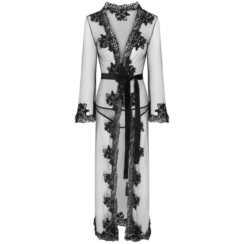 LIVCO CORSETTI FASHION - NOKINA LC XG055 DRESSING GOWN + PANTY SCHWARZ ONE SIZE