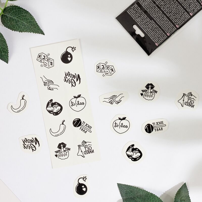 SECRET PLAY - SET AUS 10 WÜRZIGEN TEMPORÄREN TATTOOS AUS DER KOLLEKTION