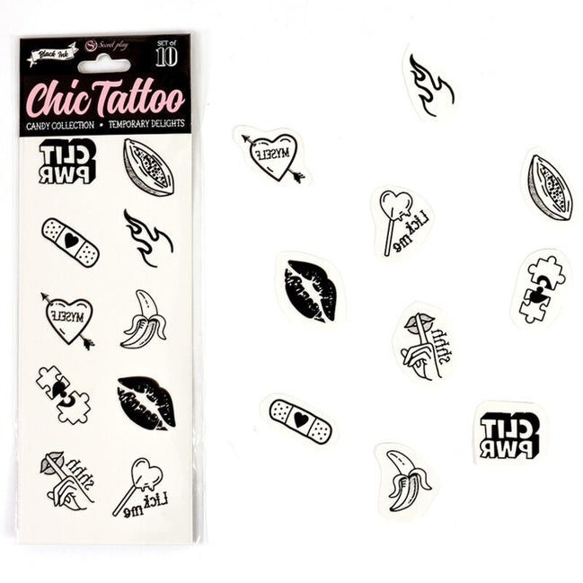 SECRET PLAY - SET AUS 10 TEMPORÄREN TATTOOS DER CANDY COLLECTION
