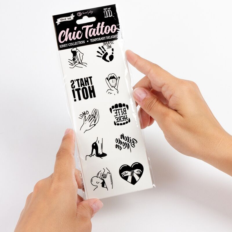 SECRET PLAY - SET AUS 10 TEMPORÄREN TATTOOS KINKY KOLLEKTION