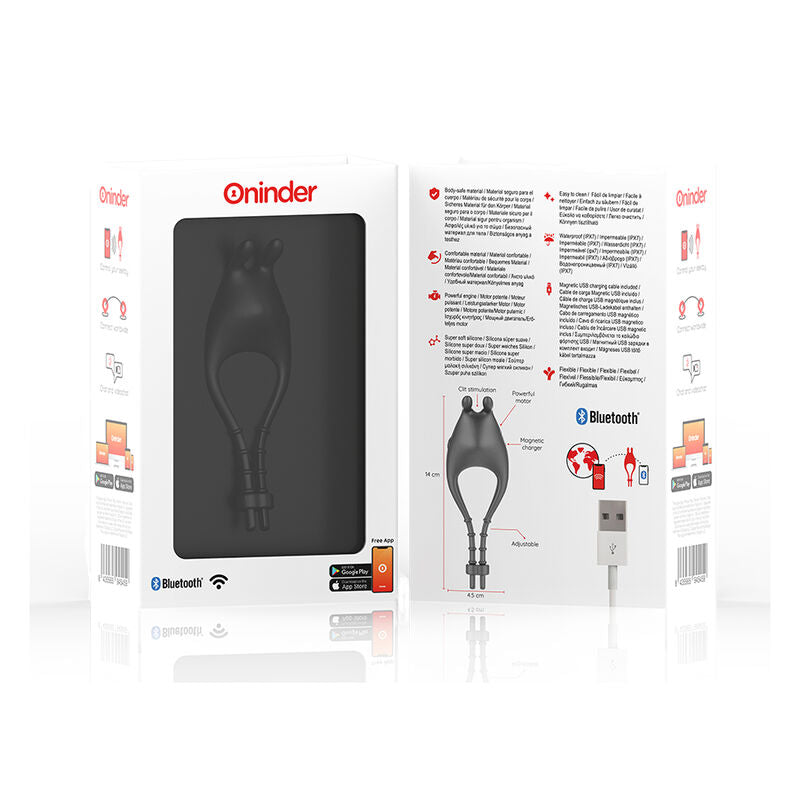 ONINDER - PAMPA WIEDERAUFLADBARER, EINSTELLBARER Sensorik-Ring mit Klitorisstimulator 10 Geschwindigkeiten - KOSTENLOSE APP