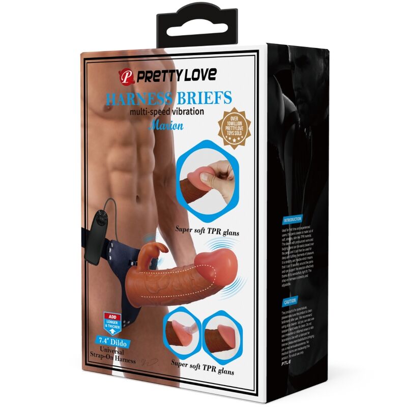 PRETTY LOVE - MARION HARNESS UNIVERSALBRIEFS MIT VIBRATION Wellness-Gerät 19 CM BRAUN
