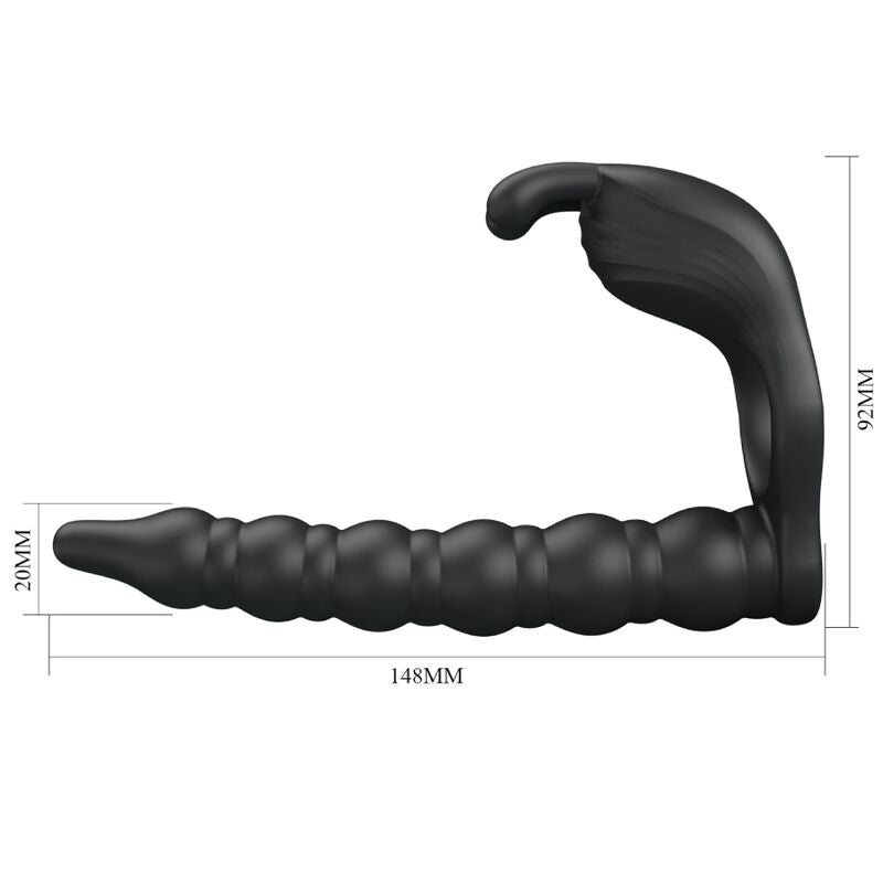 PRETTY LOVE - BLACKNEY PENIS RING WITH BLACK Sensory Device PLUG