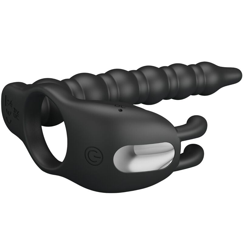 PRETTY LOVE - BLACKNEY PENIS RING WITH BLACK Sensory Device PLUG