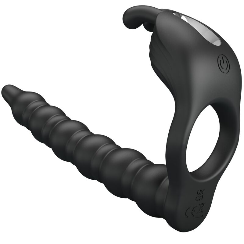 PRETTY LOVE - BLACKNEY PENIS RING WITH BLACK Sensory Device PLUG