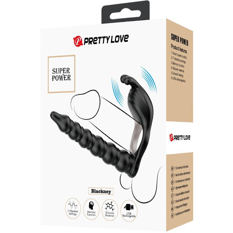 PRETTY LOVE - BLACKNEY PENIS RING WITH BLACK Sensory Device PLUG