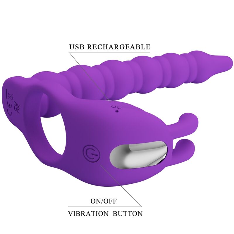 PRETTY LOVE - BLACKNEY PENISRING MIT LILA Sensory Device PLUG