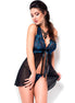 CHILIROSE - CR 3859 BABYDOLL & THONG BLACK/BLUE S/M