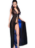 CHILIROSE - CR 3275 BABYDOLL LONG & THONG BLACK S/M