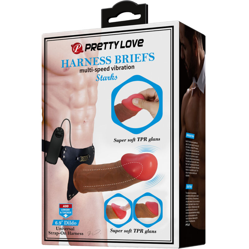 PRETTY LOVE – STARKS HARNESS BRIEFS MEHRSTUFIGER VIBRATIONS-Wellness-Gerät 17,5 CM HELLBRAUN