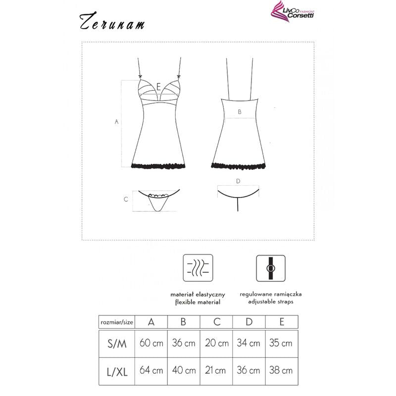 LIVCO CORSETTI FASHION - ZERUNAM SET BABYDOLL + SCHWARZER STRING
