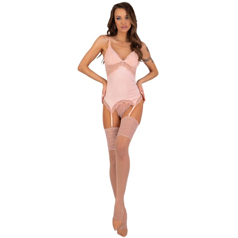 LIVCO CORSETTI FASHION - PERSINNE PEACH SET KORSETT + SLIP + STRÜMPFE