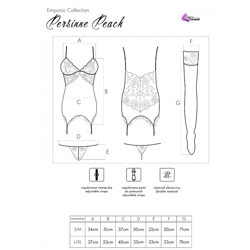 LIVCO CORSETTI FASHION - PERSINNE PEACH SET KORSETT + SLIP + STRÜMPFE