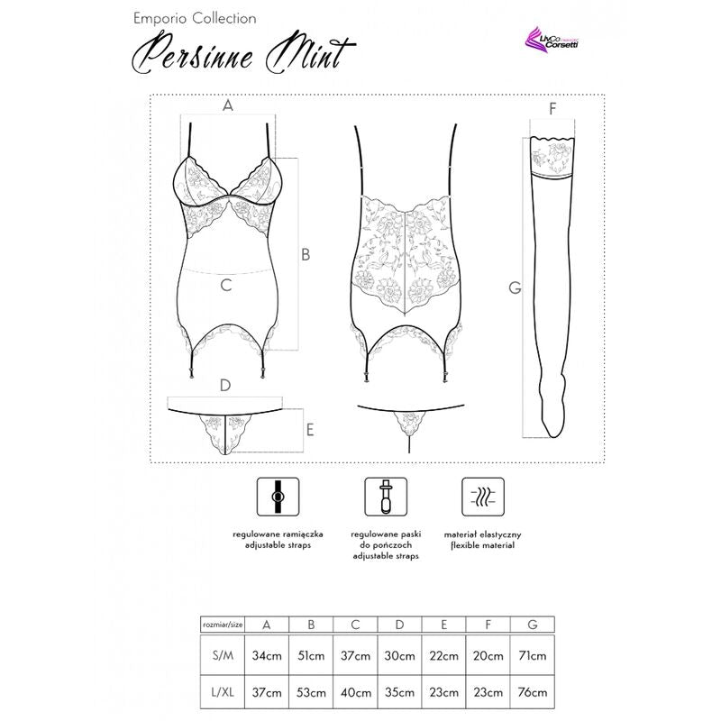 LIVCO CORSETTI FASHION – PERSINNE MIT EMPORIO SET KORSETT + PANTY + STRÜMPFE