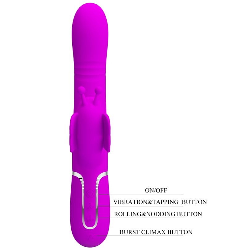 PRETTY LOVE - MULTIFUNKTIONS-RABBIT Sensorisches Gerät 4 IN 1 BUTTERFLY FUCHSIA