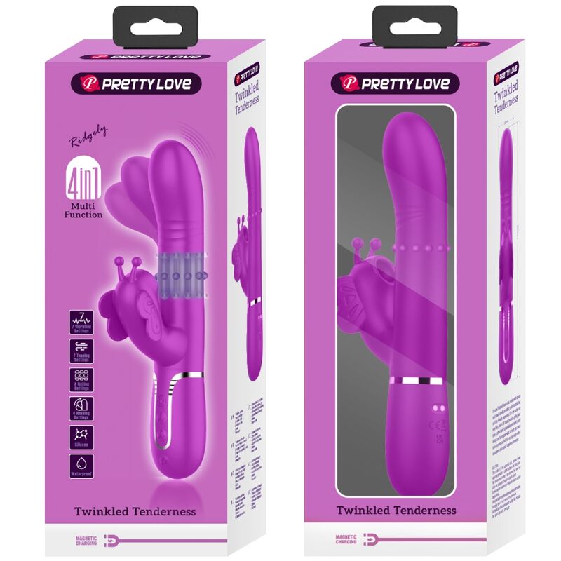PRETTY LOVE - MULTIFUNKTIONS-RABBIT Sensorisches Gerät 4 IN 1 BUTTERFLY FUCHSIA
