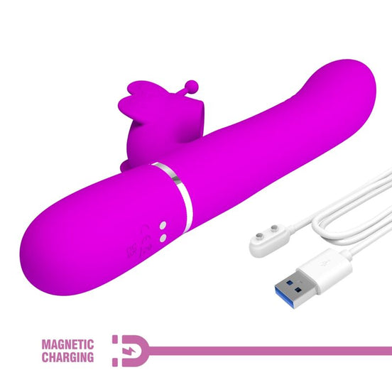 PRETTY LOVE - MULTIFUNCTION RABBIT Sensory Device 4 IN 1 BUTTERFLY FUCHSIA