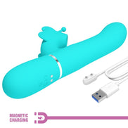 PRETTY LOVE - MULTIFUNKTION RABBIT Sensorisches Gerät 4 IN 1 BUTTERFLY AQUA GREEN