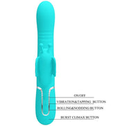 PRETTY LOVE - MULTIFUNKTION RABBIT Sensorisches Gerät 4 IN 1 BUTTERFLY AQUA GREEN