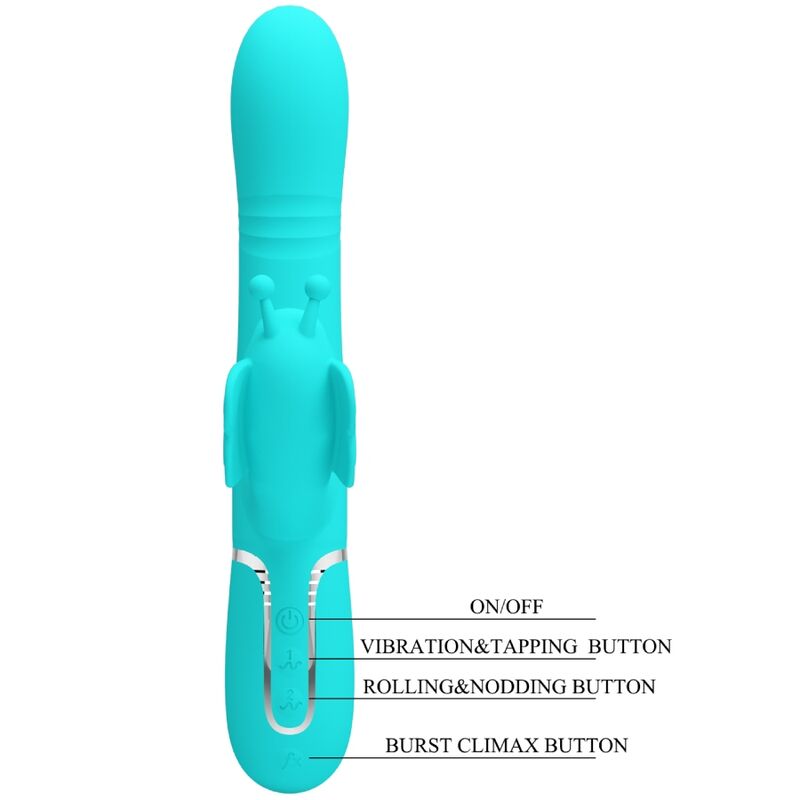 PRETTY LOVE - MULTIFUNKTION RABBIT Sensorisches Gerät 4 IN 1 BUTTERFLY AQUA GREEN