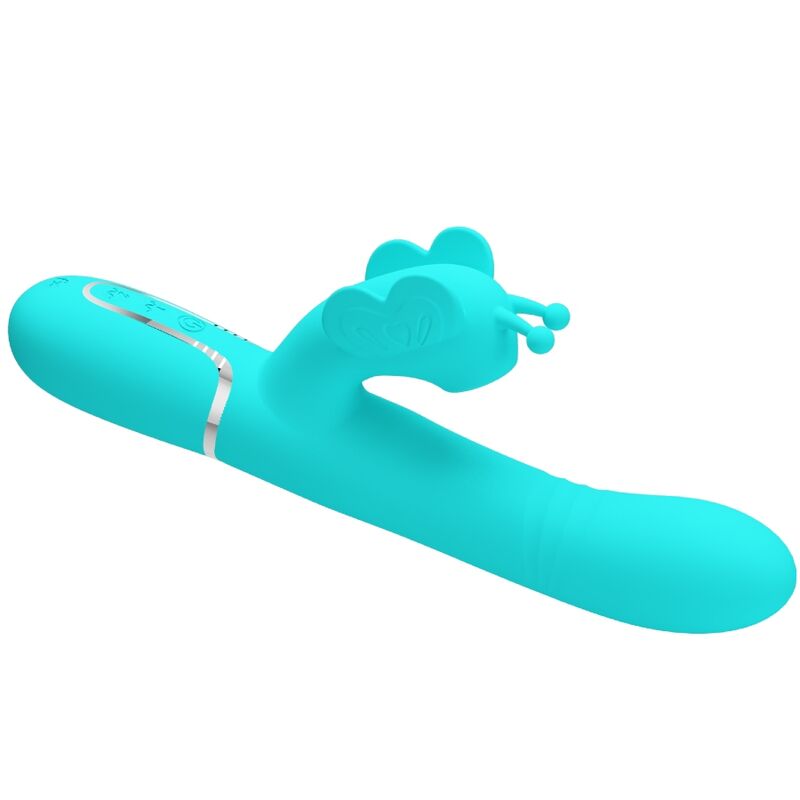 PRETTY LOVE - MULTIFUNKTION RABBIT Sensorisches Gerät 4 IN 1 BUTTERFLY AQUA GREEN