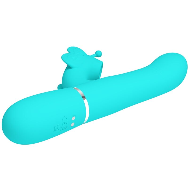 PRETTY LOVE - MULTIFUNKTION RABBIT Sensorisches Gerät 4 IN 1 BUTTERFLY AQUA GREEN