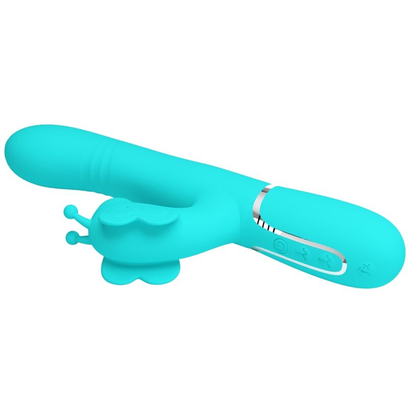 PRETTY LOVE - MULTIFUNKTION RABBIT Sensorisches Gerät 4 IN 1 BUTTERFLY AQUA GREEN