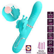 PRETTY LOVE - MULTIFUNKTION RABBIT Sensorisches Gerät 4 IN 1 BUTTERFLY AQUA GREEN