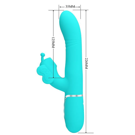 PRETTY LOVE - MULTIFUNCTION RABBIT Sensory Device 4 IN 1 BUTTERFLY AQUA GREEN