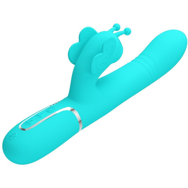 PRETTY LOVE - MULTIFUNKTION RABBIT Sensorisches Gerät 4 IN 1 BUTTERFLY AQUA GREEN