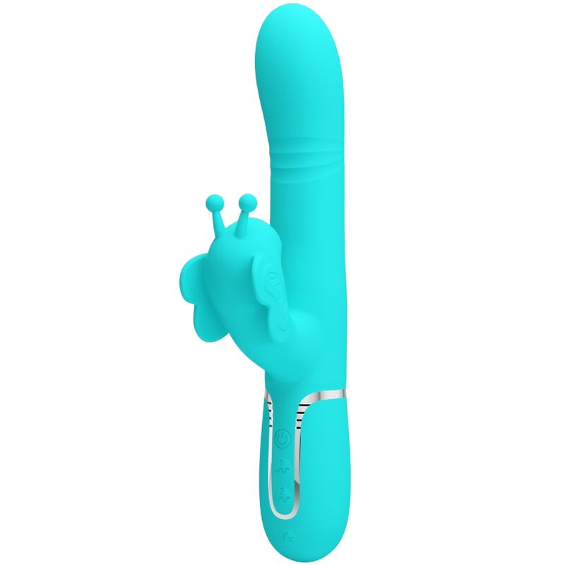 PRETTY LOVE - MULTIFUNKTION RABBIT Sensorisches Gerät 4 IN 1 BUTTERFLY AQUA GREEN