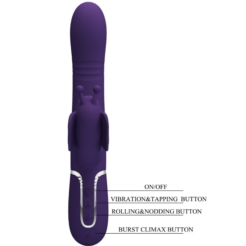 PRETTY LOVE - MULTIFUNCTION RABBIT Sensory Device 4 IN 1 BUTTERFLY PURPLE