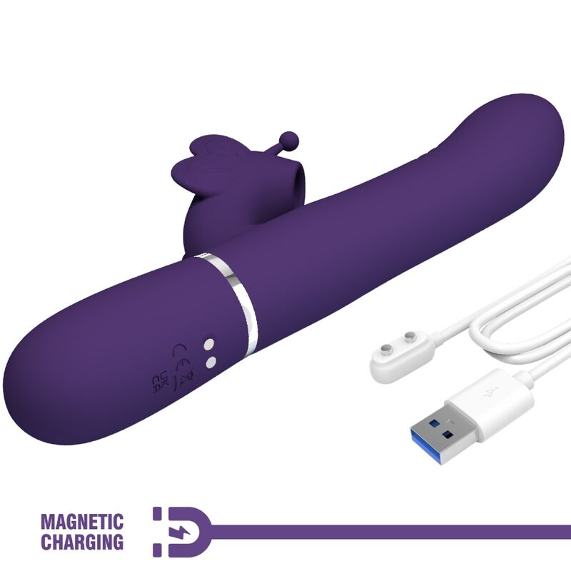 PRETTY LOVE - MULTIFUNCTION RABBIT Sensory Device 4 IN 1 BUTTERFLY PURPLE