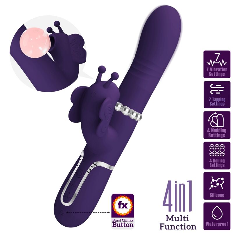 PRETTY LOVE - MULTIFUNCTION RABBIT Sensory Device 4 IN 1 BUTTERFLY PURPLE
