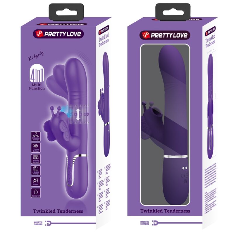 PRETTY LOVE - MULTIFUNCTION RABBIT Sensory Device 4 IN 1 BUTTERFLY PURPLE
