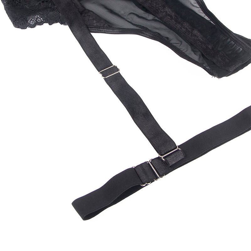 SUBBLIME - TEDDY MIT STRUMPFBAND-DETAIL BRUST SCHWARZ S/M