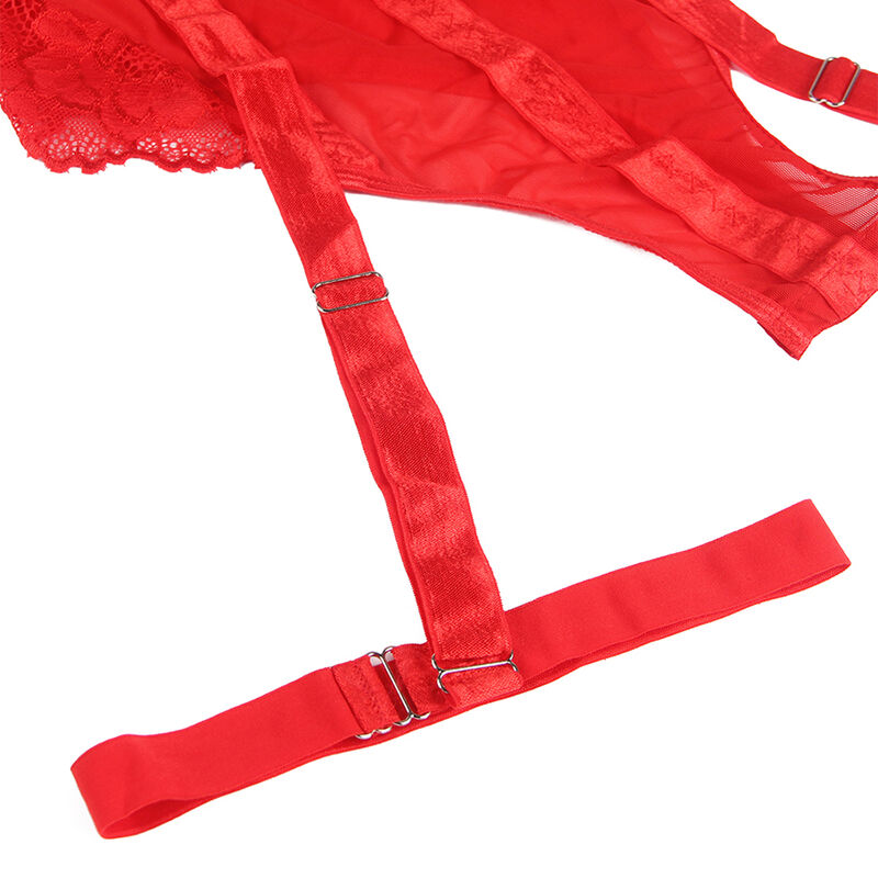 SUBBLIME - TEDDY MIT STRUMPFHALTER-DETAIL BRUST ROT S/M