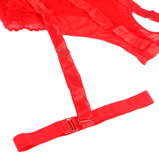 SUBBLIME - TEDDY WITH GARTER STRAP DETAIL CHEST RED S/M