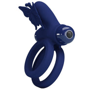 PRETTY LOVE - JAMELE DOPPELTER PENISRING MIT VIBRATION UND SCHMETTERLINGSSTIMULATOR BLAU